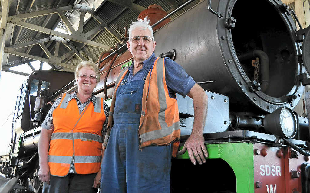 PATCH-UP: Christine Ford and John Brady from the Southern Downs Steam Railway, with the old locomotive under repair. The team will have a replacement train delivered to Warwick this afternoon to continue their train trips. PATCH-UP: Christine Ford and John Brady from the Southern Downs Steam Railway, with the old locomotive under repair. The team will have a replacement train delivered to Warwick this afternoon to continue their train trips.